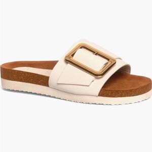 Anthony Veer- Elegant White Slide Sandals with Gold Accent